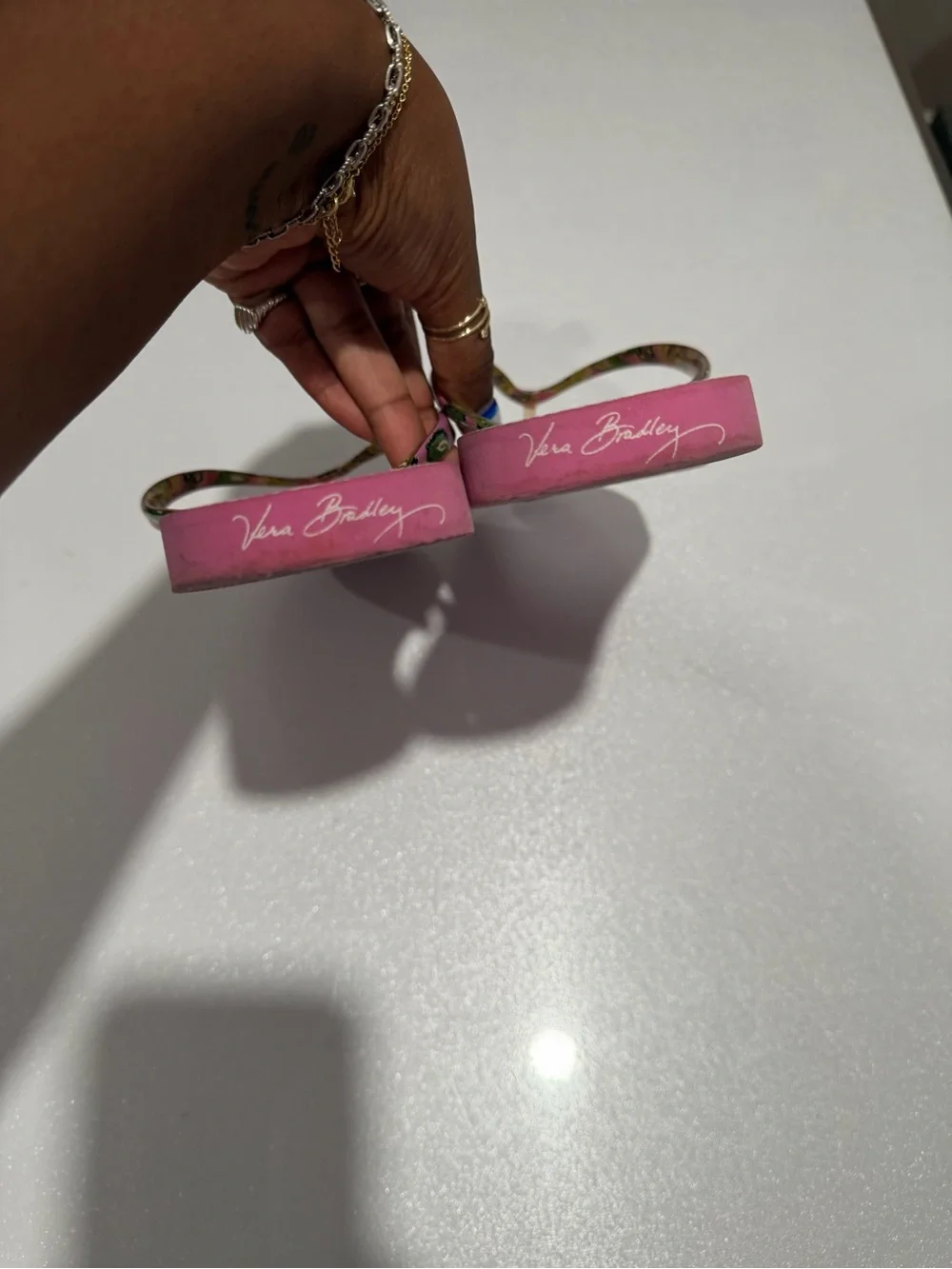 Vera Bradley Pink Floral Flip Flops — Size M (7-8)